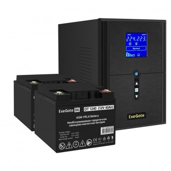 Комплект EXEGATE ИБП EX295989RUS + батарея 40Aч EX282976RUS 2шт